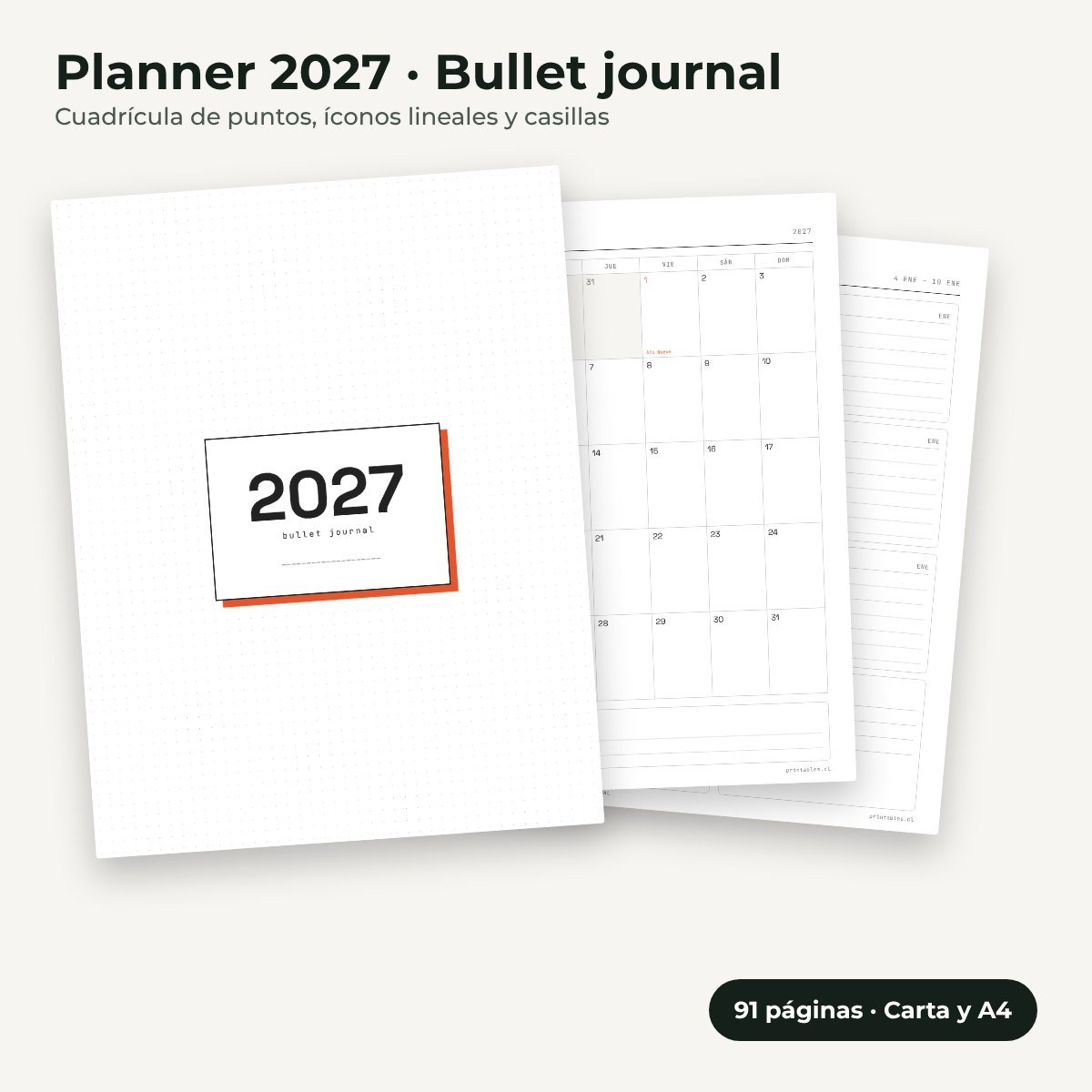 Planner 2027 estilo Bullet journal