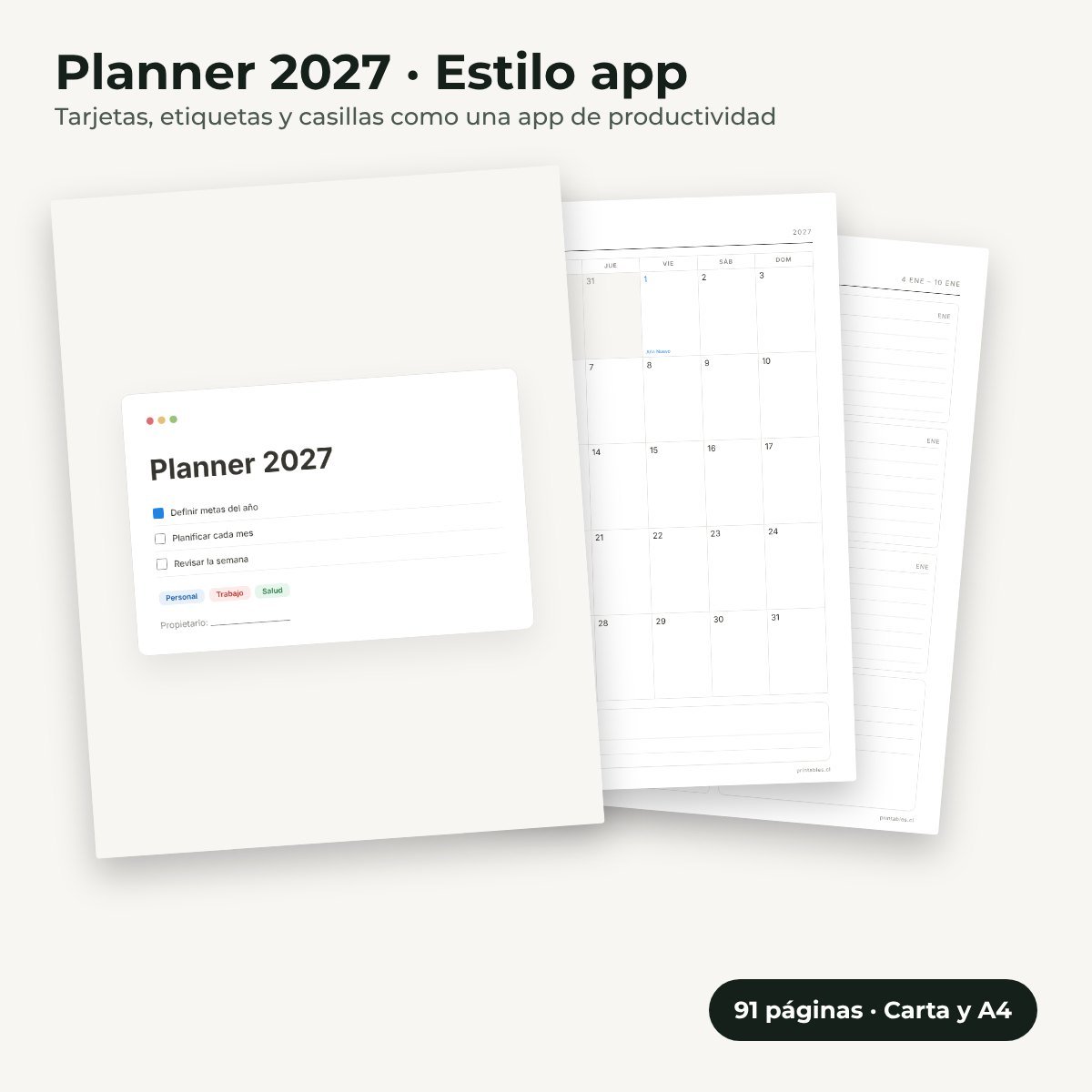 Planner 2027 estilo Estilo app