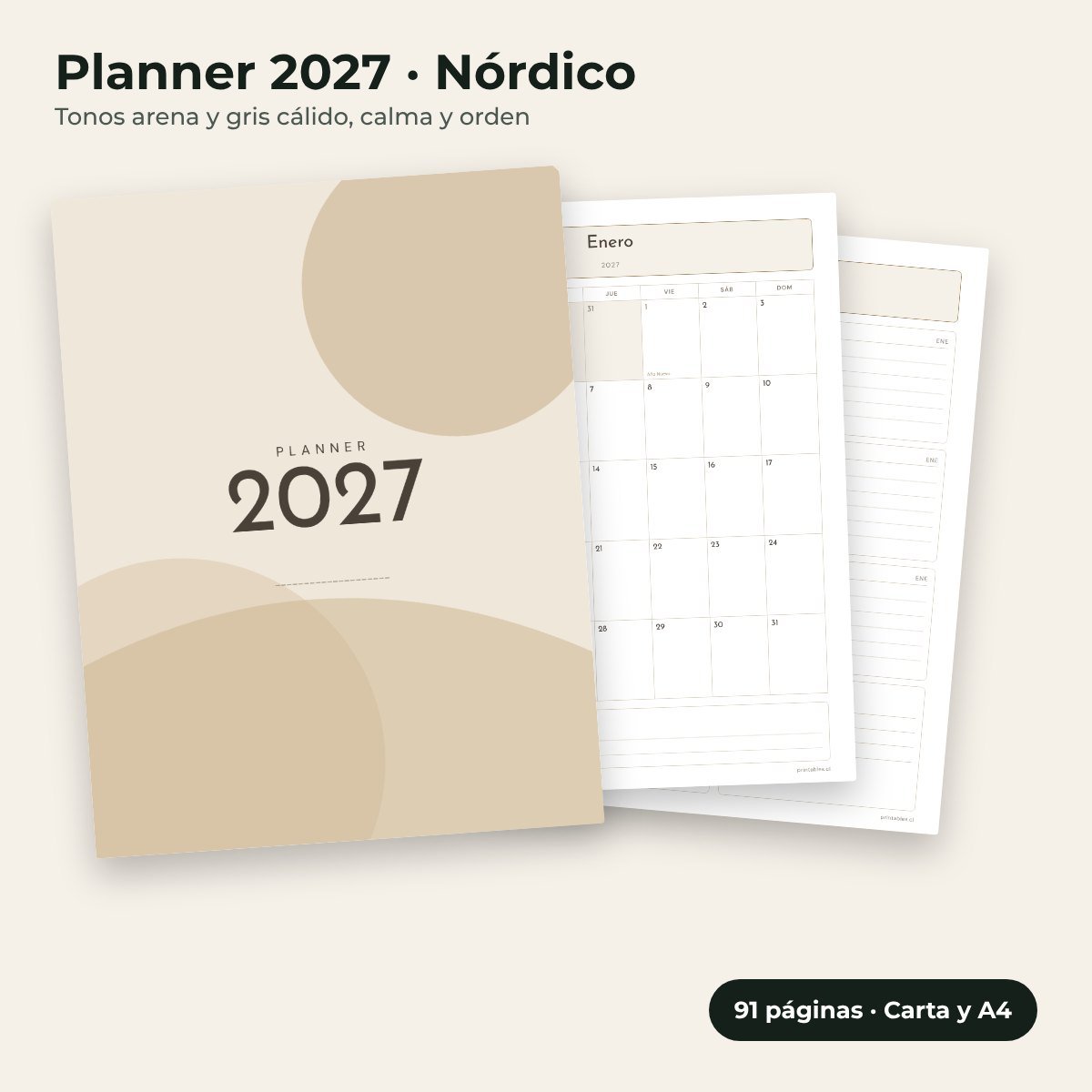 Planner 2027 estilo Nórdico
