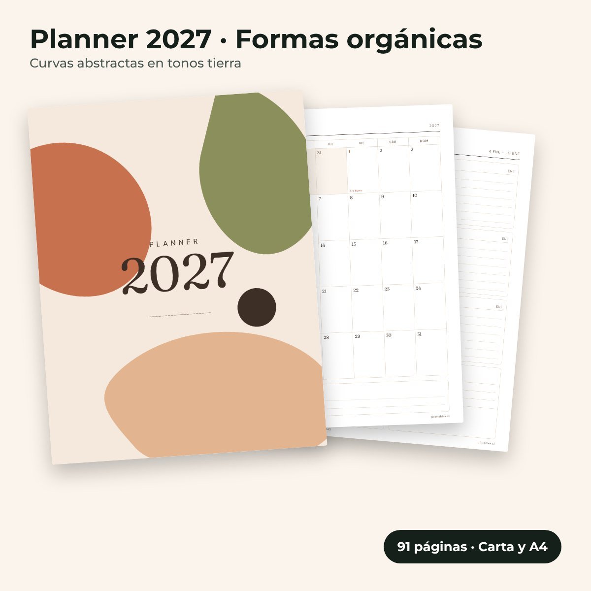 Planner 2027 estilo Formas orgánicas