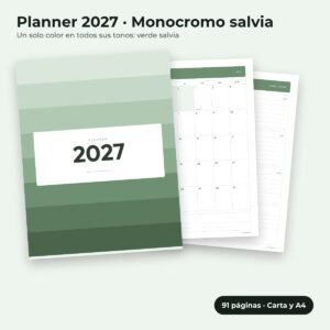 Planner 2027 Monocromo salvia