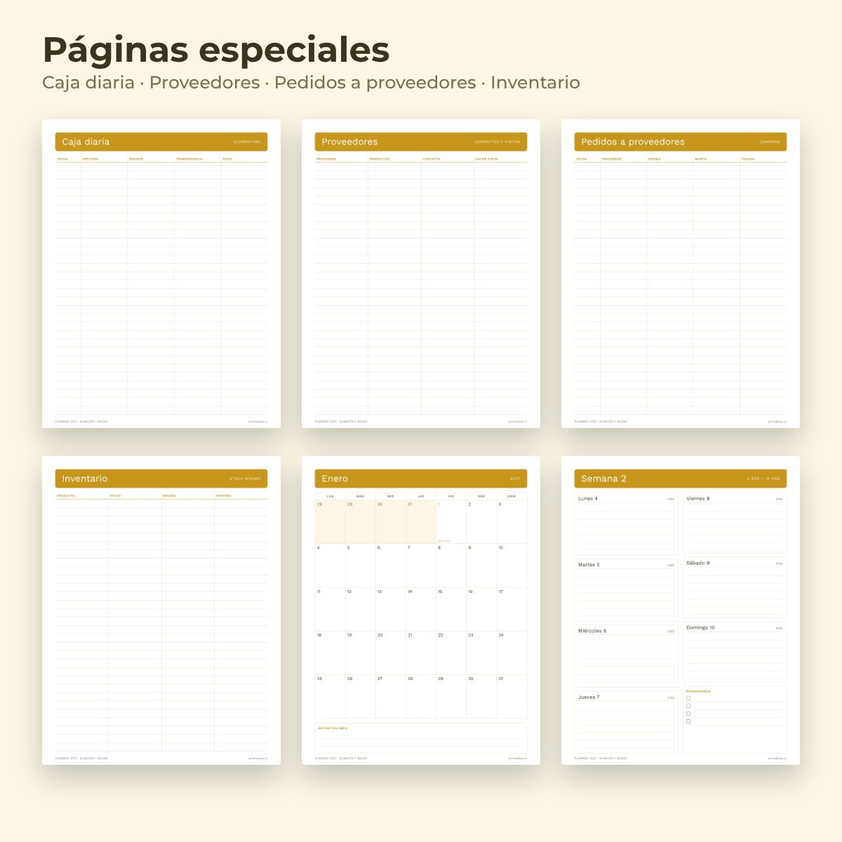 Páginas especiales del Planner Almacén y bazar 2027