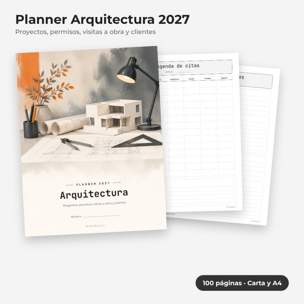 Planner Arquitectura 2027 imprimible