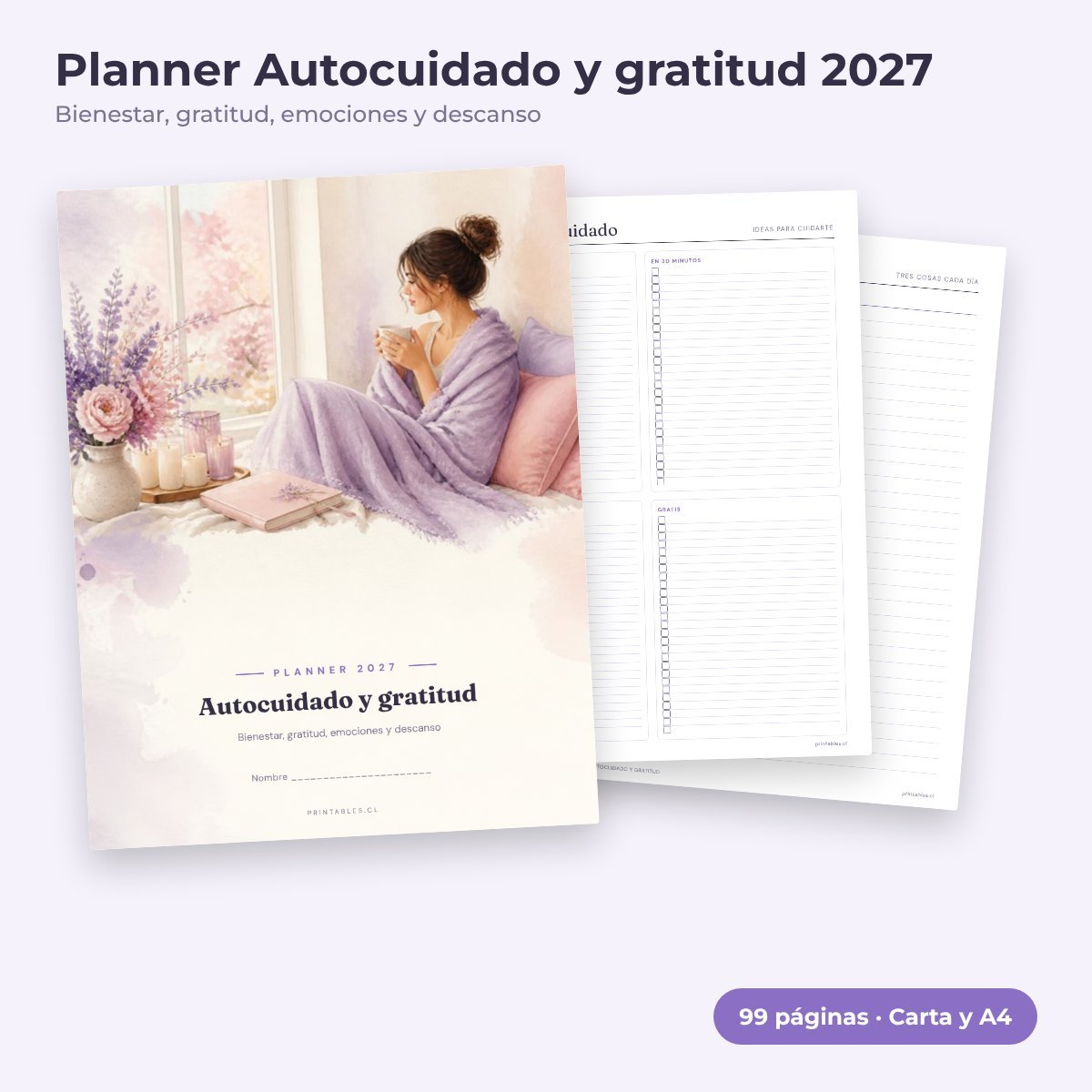 Planner Autocuidado y gratitud 2027 imprimible