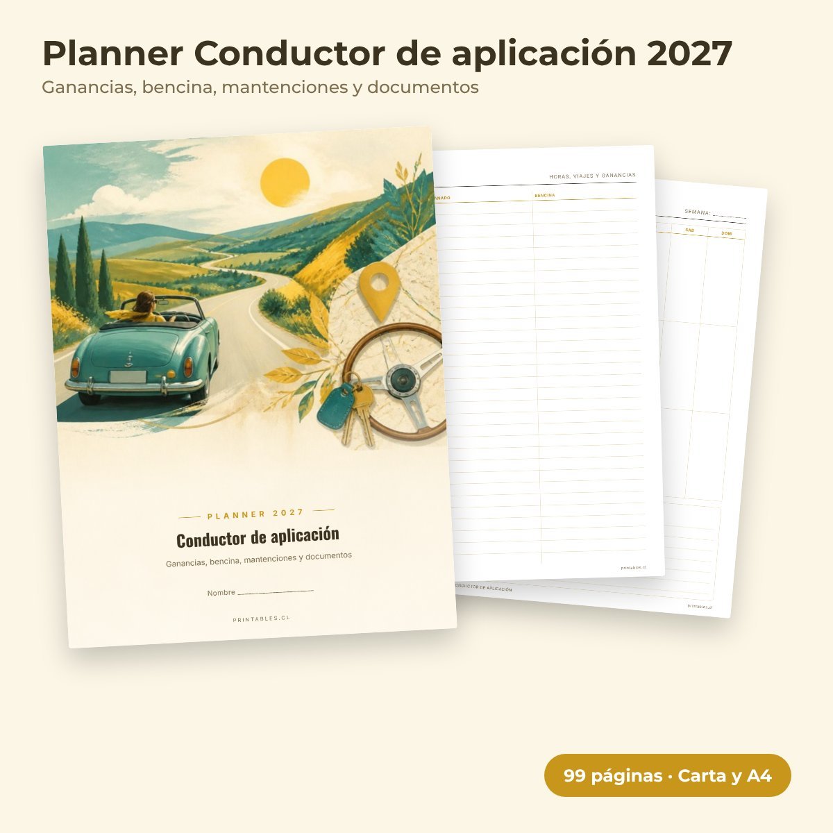 Planner Conductor de aplicación 2027 imprimible