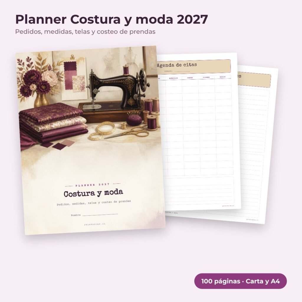 Planner Costura y moda 2027 imprimible