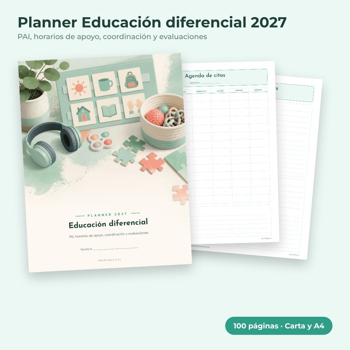 Planner Educación diferencial 2027 imprimible