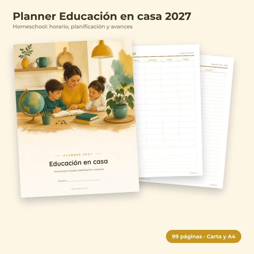 Planner Educación en casa 2027 imprimible