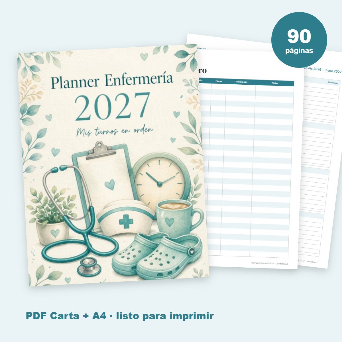 Planner Enfermería 2027 imprimible