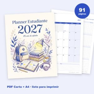 Planner Estudiante 2027: pruebas, entregas y notas