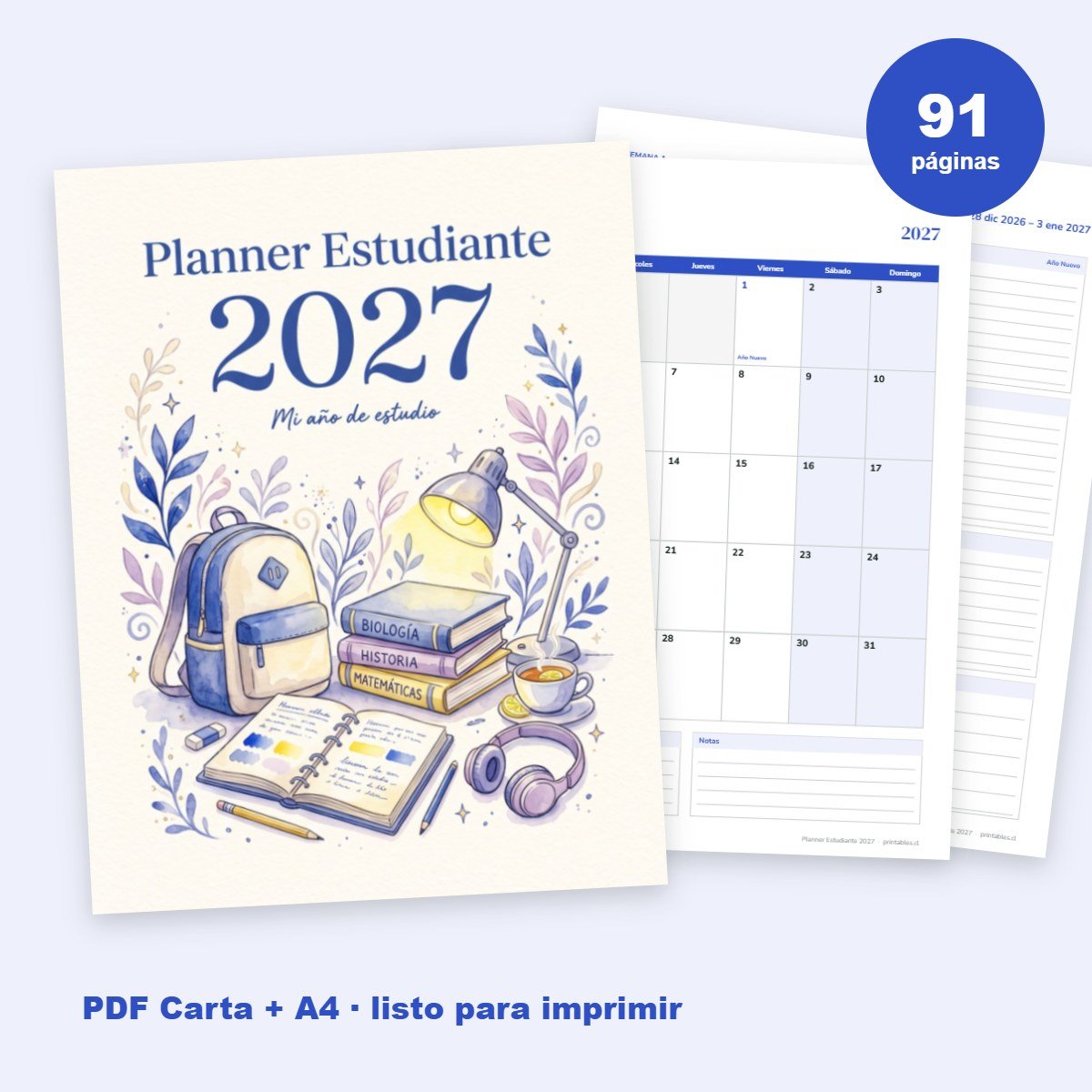 Planner Estudiante 2027 imprimible