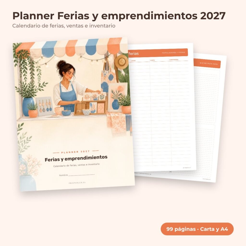 Planner Ferias y emprendimientos 2027 imprimible