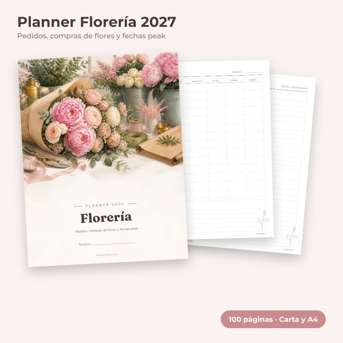 Planner Florería 2027 imprimible
