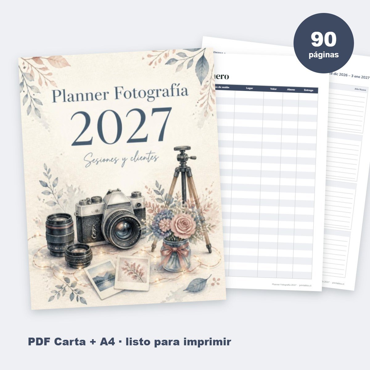 Planner Fotografía 2027 imprimible