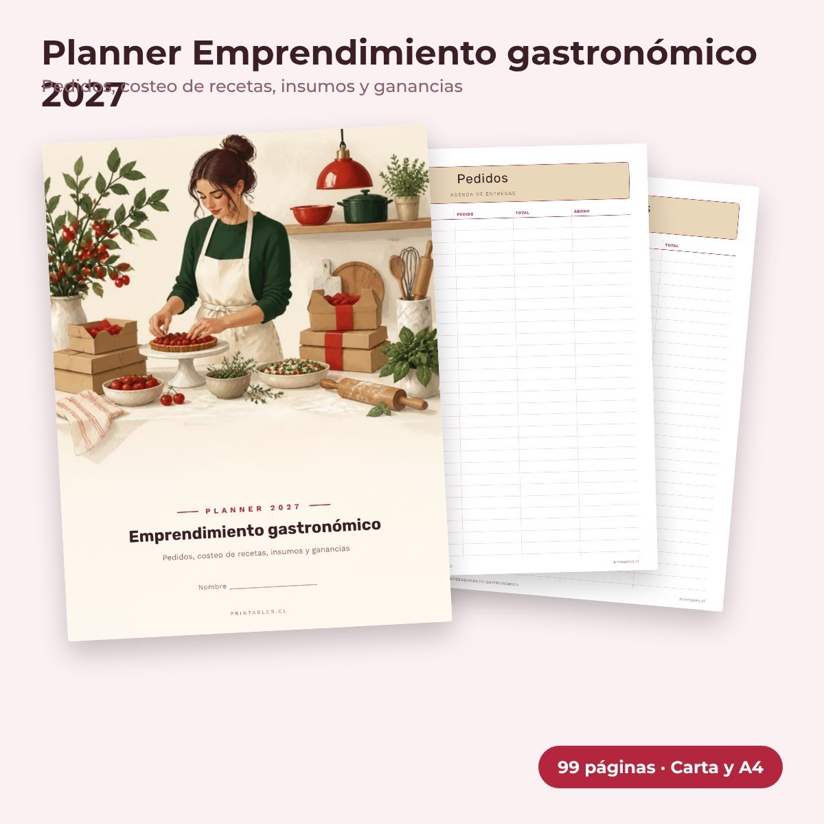 Planner Emprendimiento gastronómico 2027 imprimible