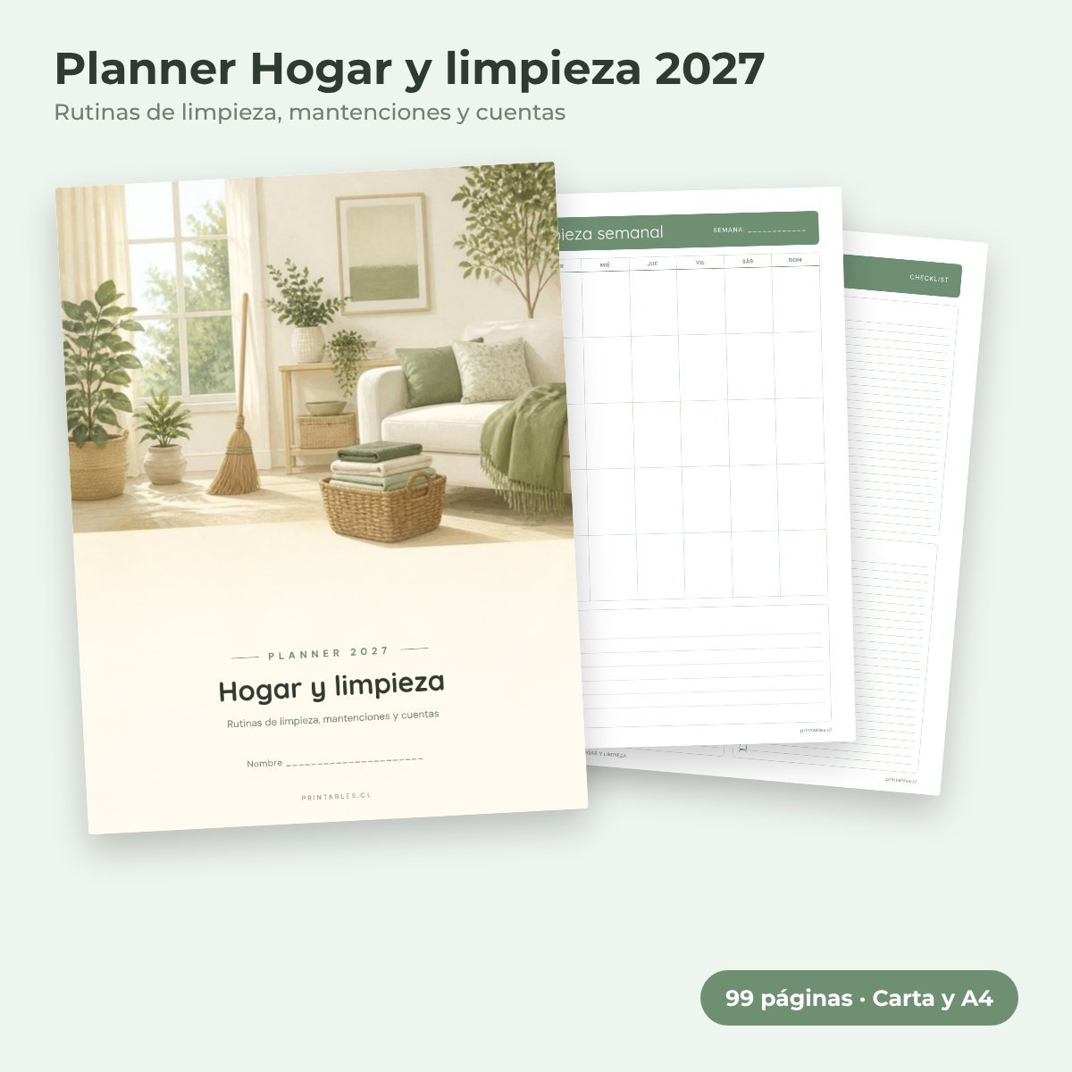Planner Hogar y limpieza 2027 imprimible