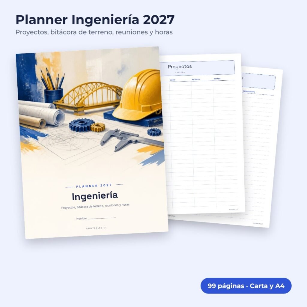 Planner Ingeniería 2027 imprimible