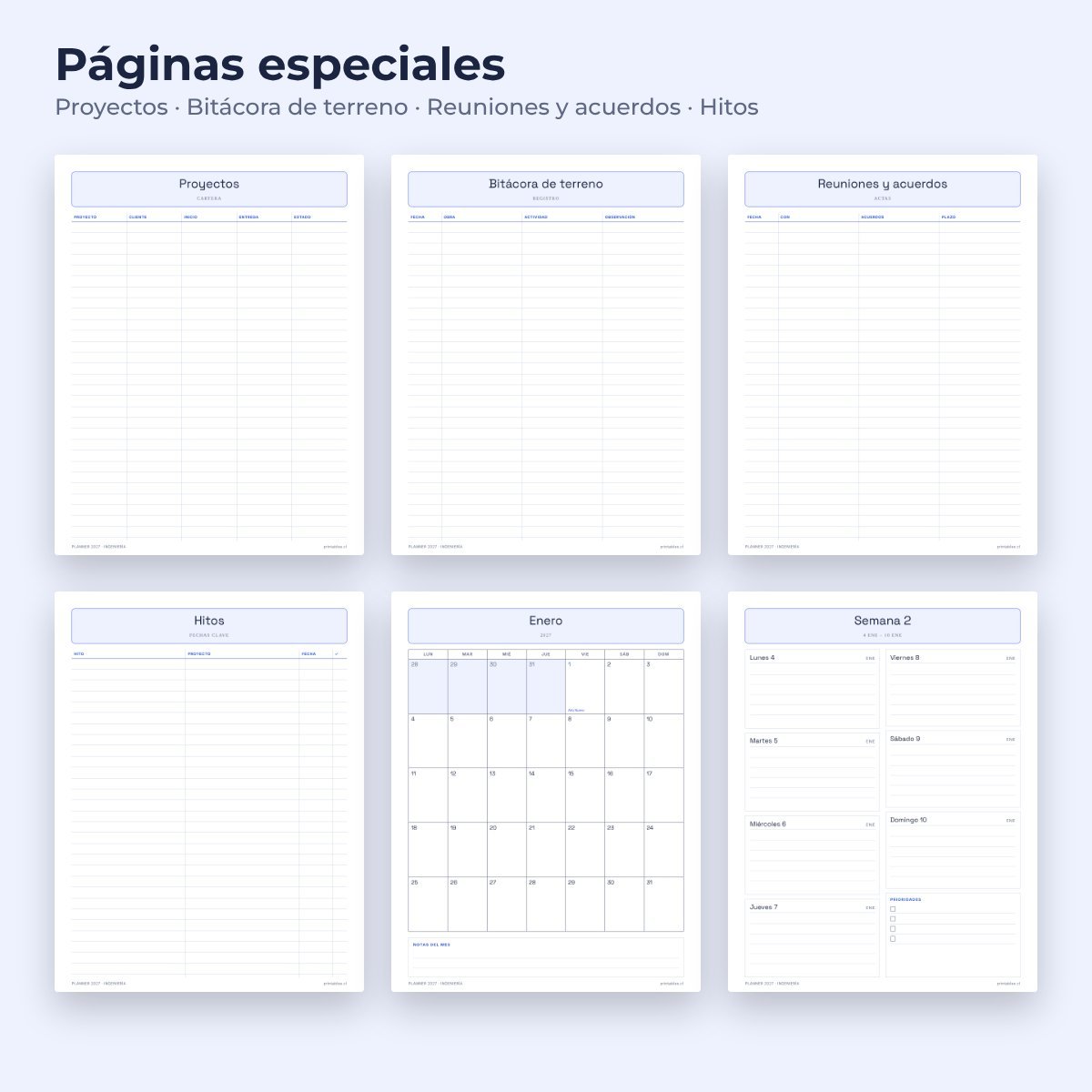 Páginas especiales del Planner Ingeniería 2027