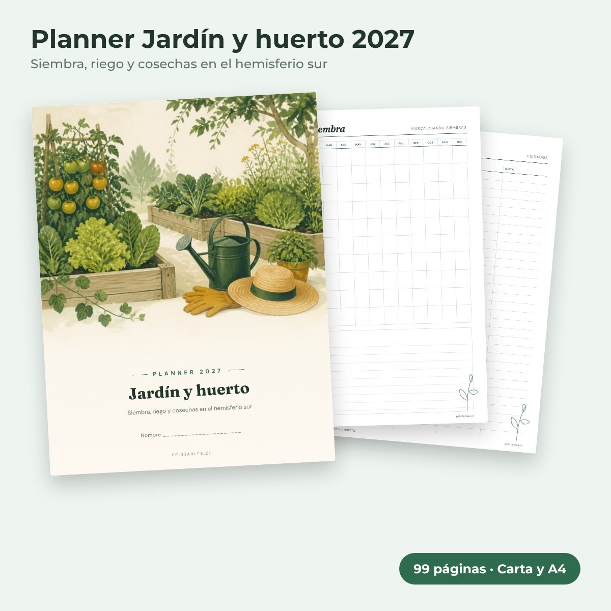 Planner Jardín y huerto 2027 imprimible