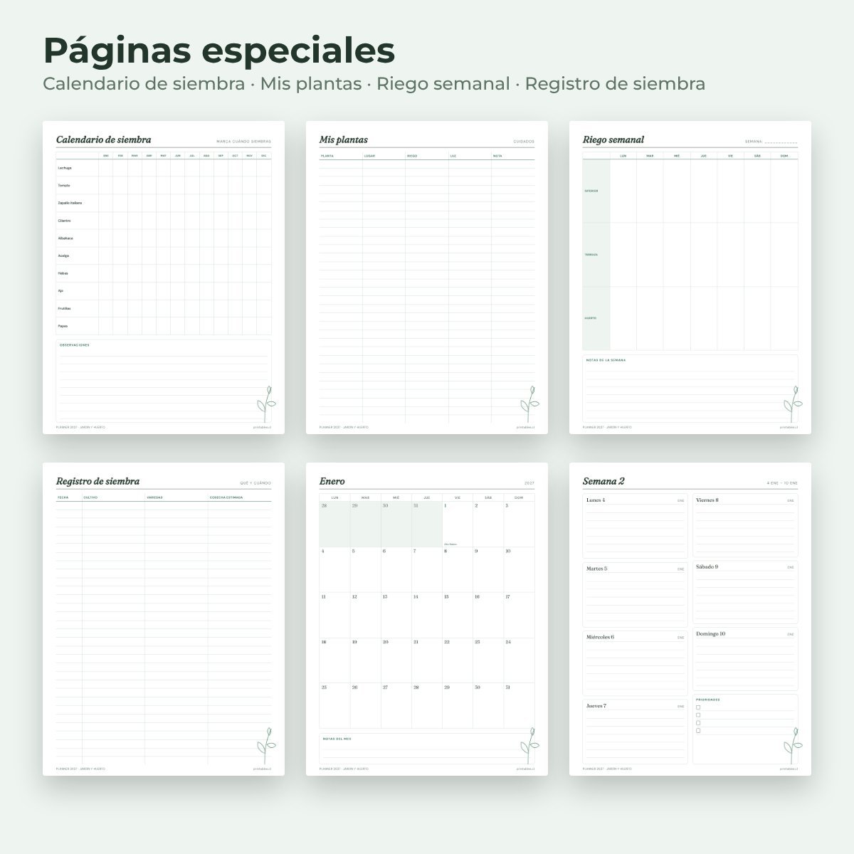 Páginas especiales del Planner Jardín y huerto 2027