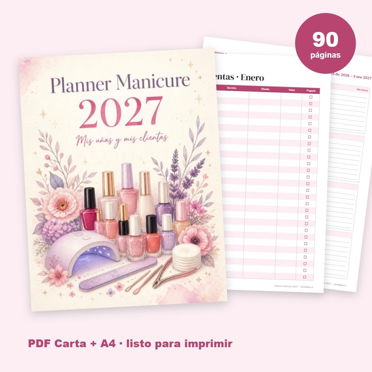 Planner Manicure 2027 imprimible
