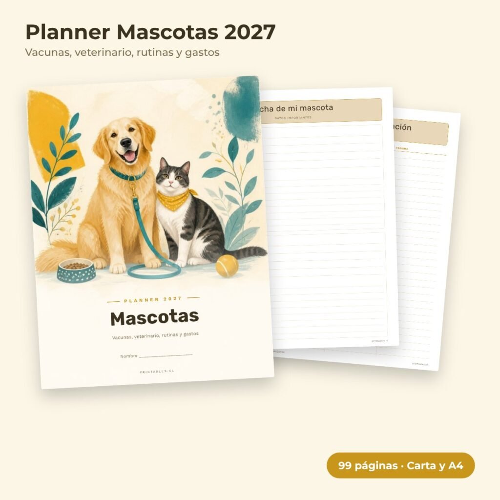 Planner Mascotas 2027 imprimible