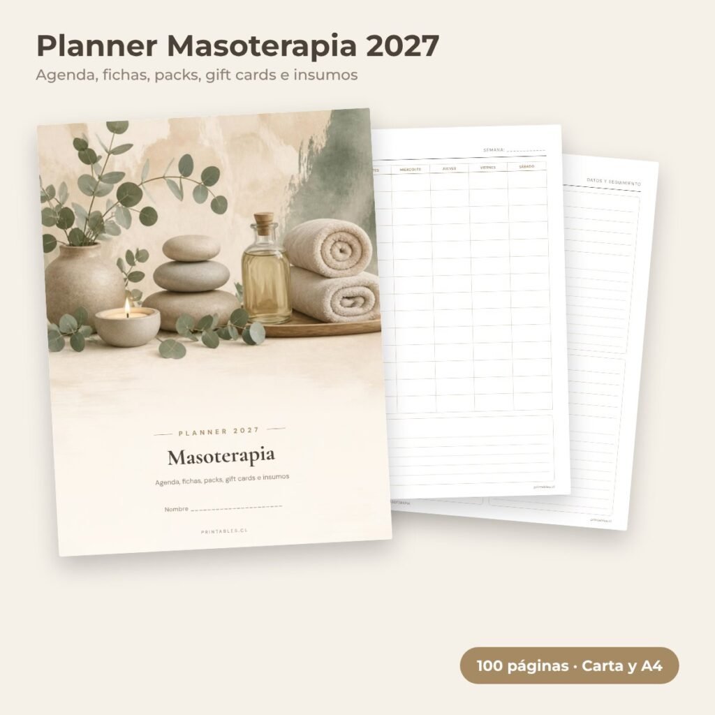 Planner Masoterapia 2027 imprimible