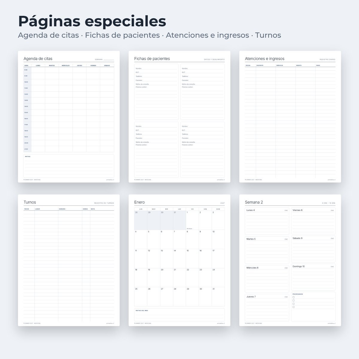 Páginas especiales del Planner Medicina 2027