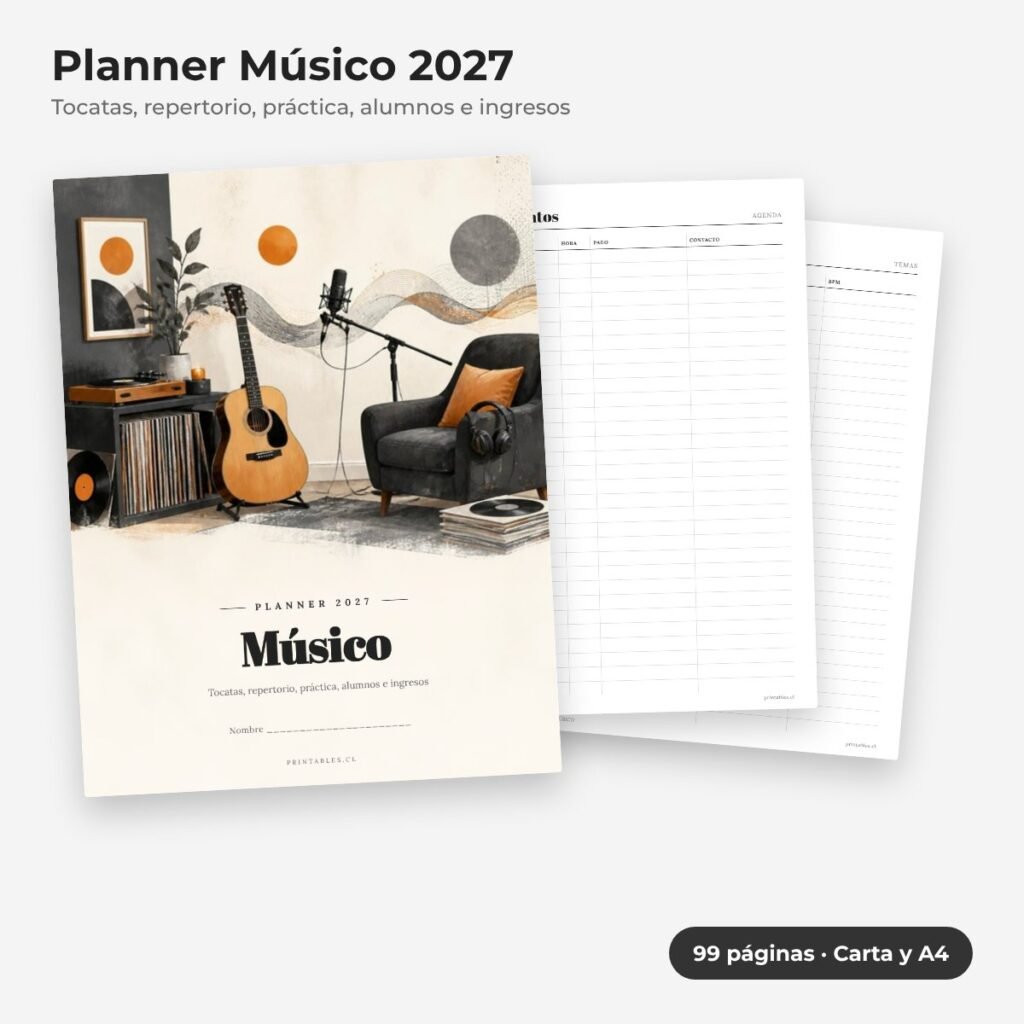 Planner Músico 2027 imprimible
