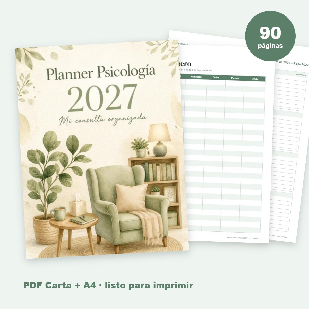 Planner Psicología 2027 imprimible