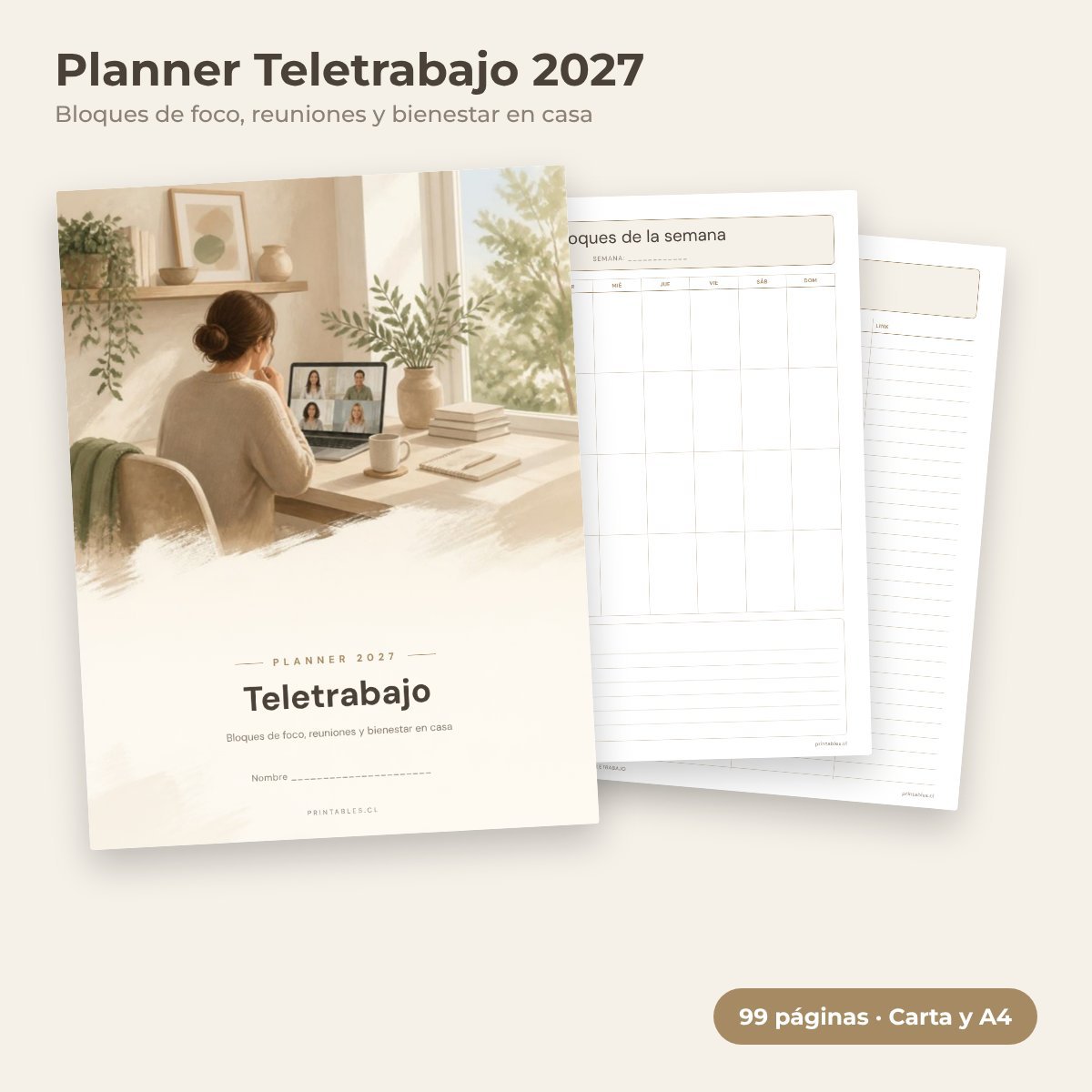 Planner Teletrabajo 2027 imprimible