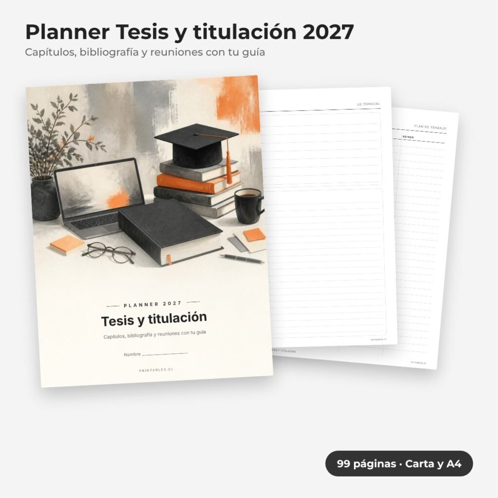 Planner Tesis y titulación 2027 imprimible