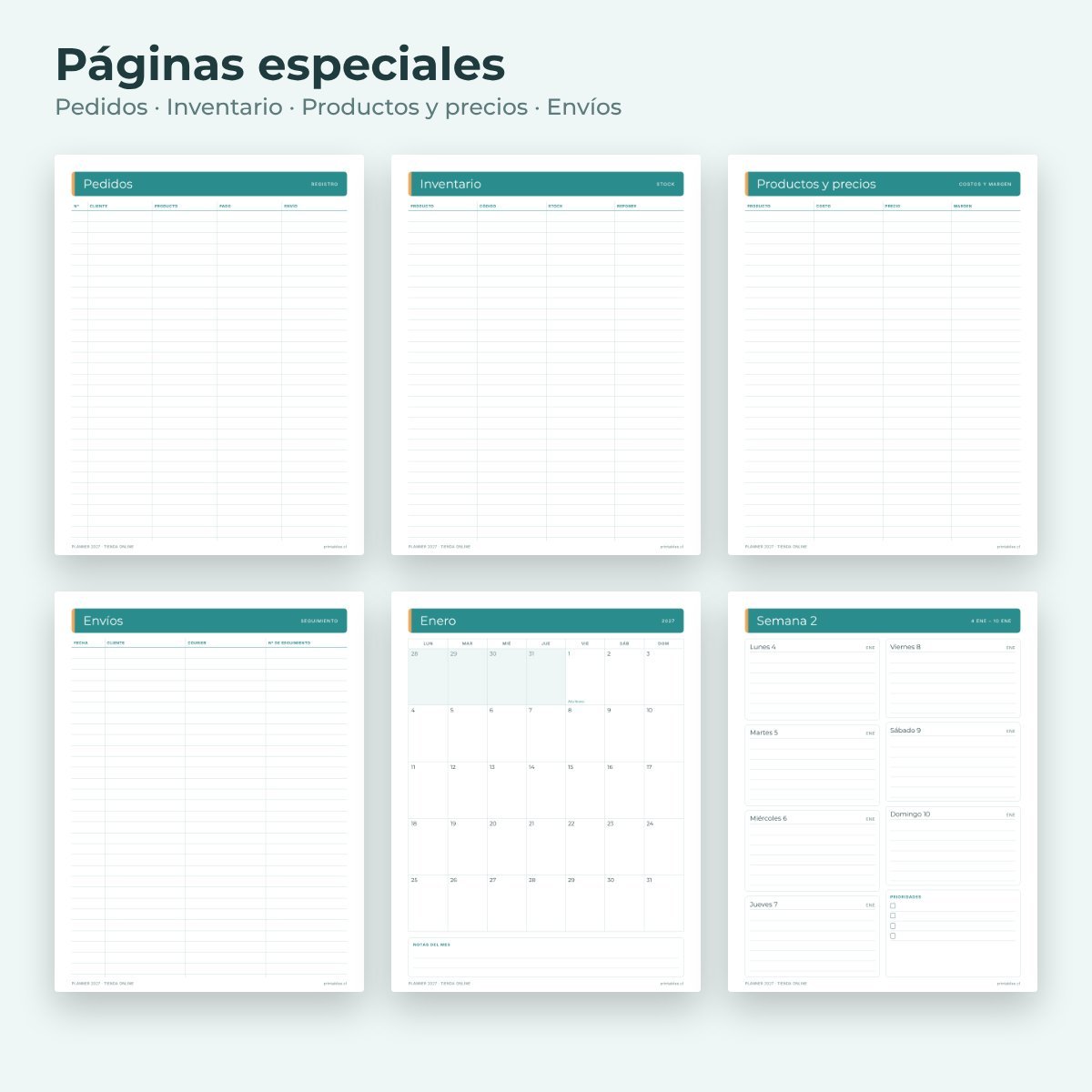 Páginas especiales del Planner Tienda online 2027