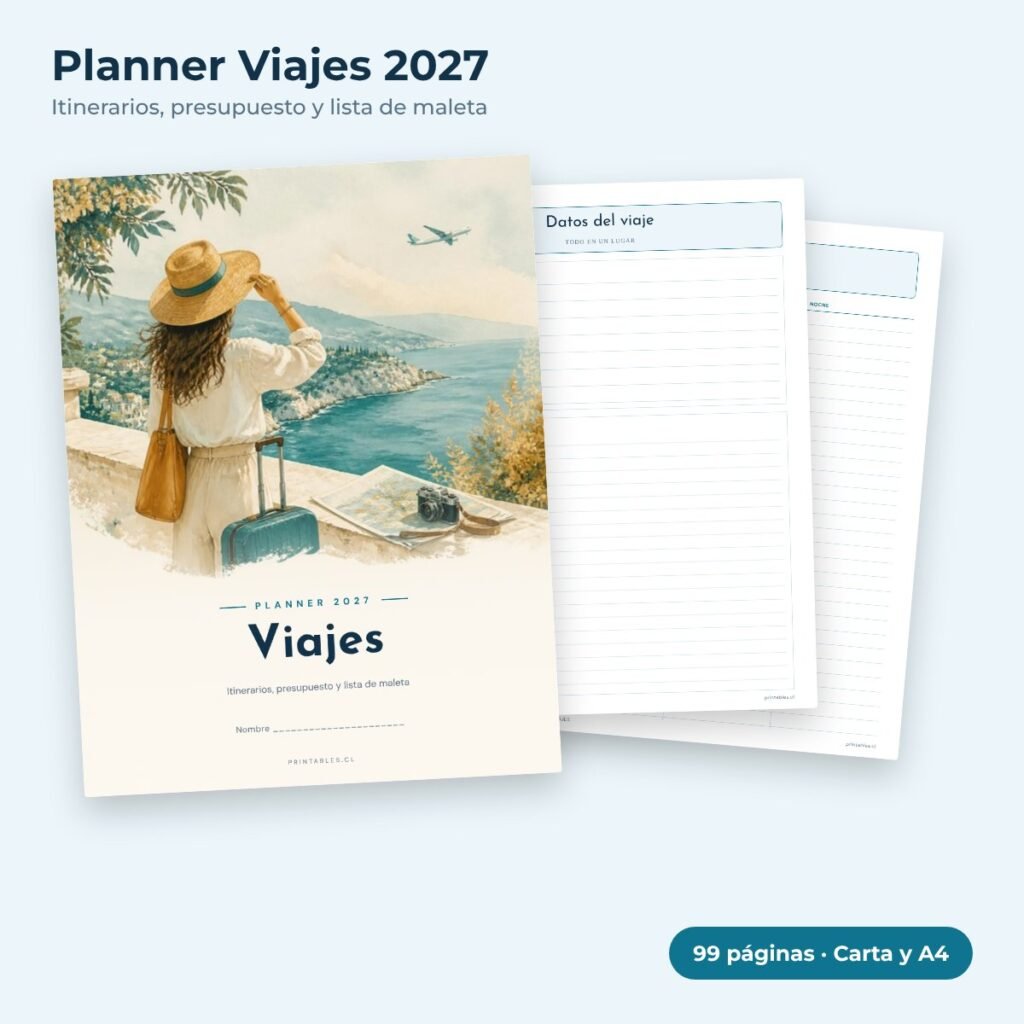 Planner Viajes 2027 imprimible