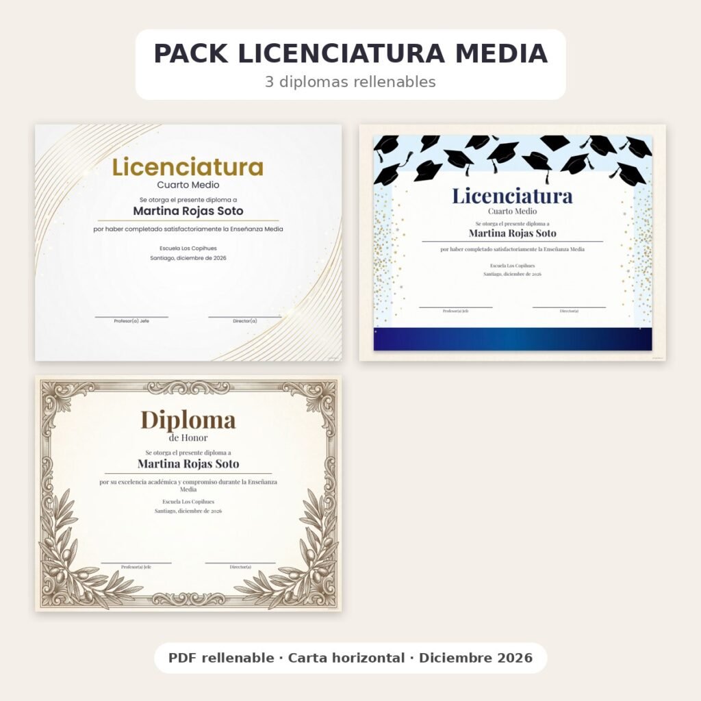 Pack Licenciatura Enseñanza Media · 3 diplomas