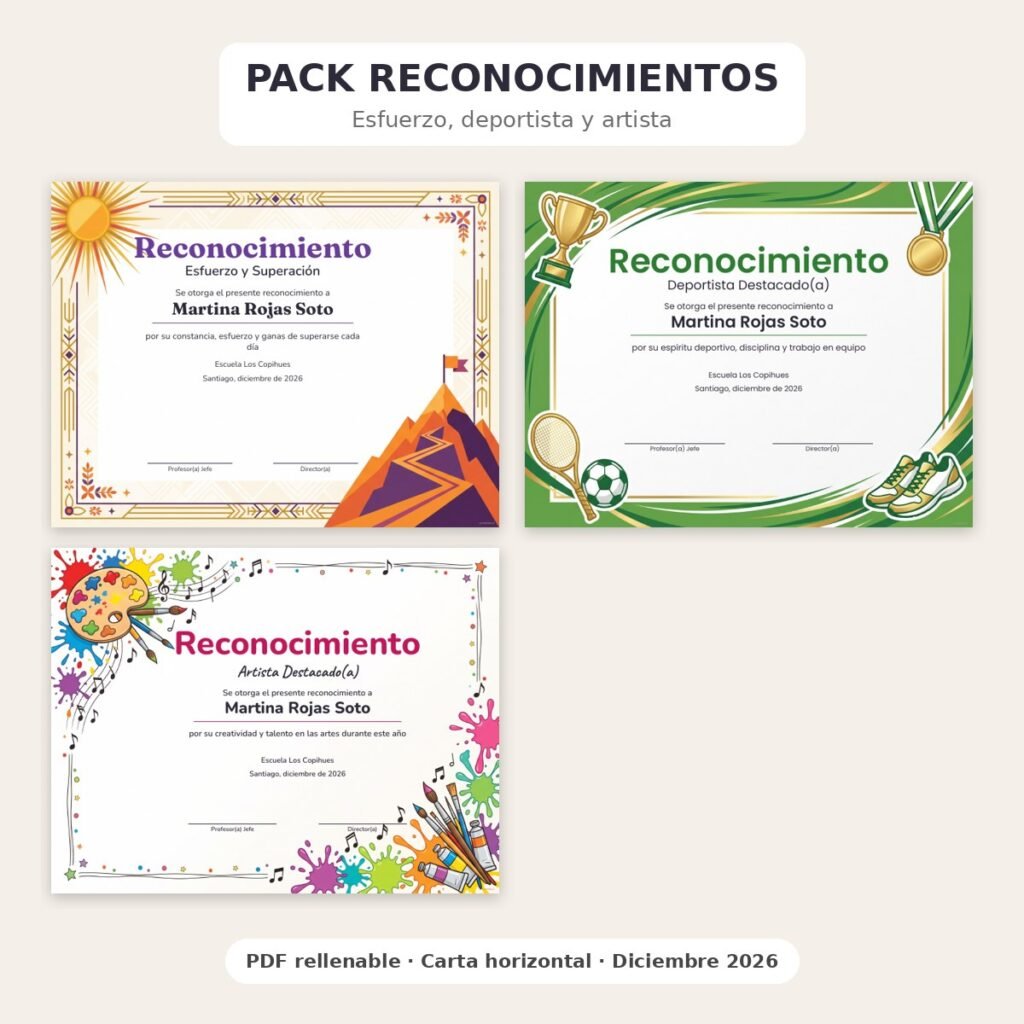 Pack Reconocimientos · 3 diplomas