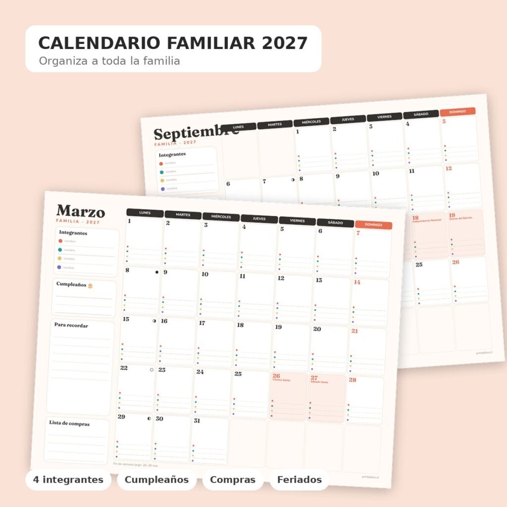 Calendario Familiar 2027