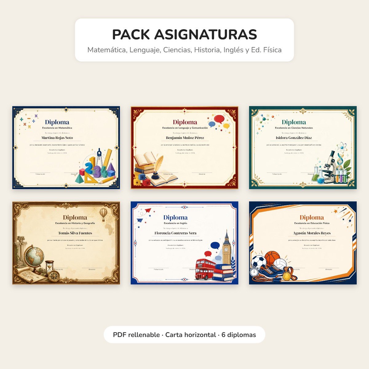 Pack Diplomas por Asignatura