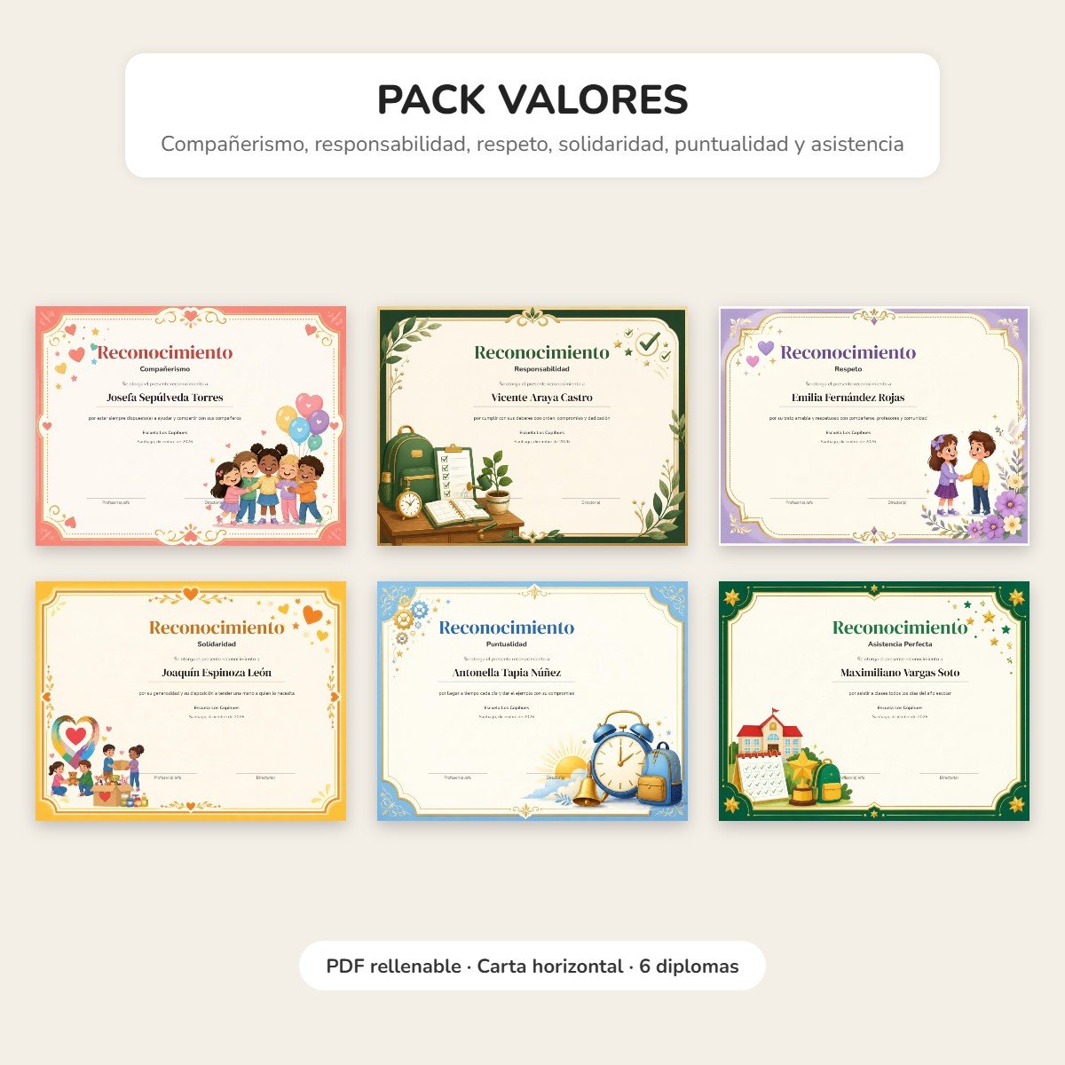 Pack Reconocimientos de Valores