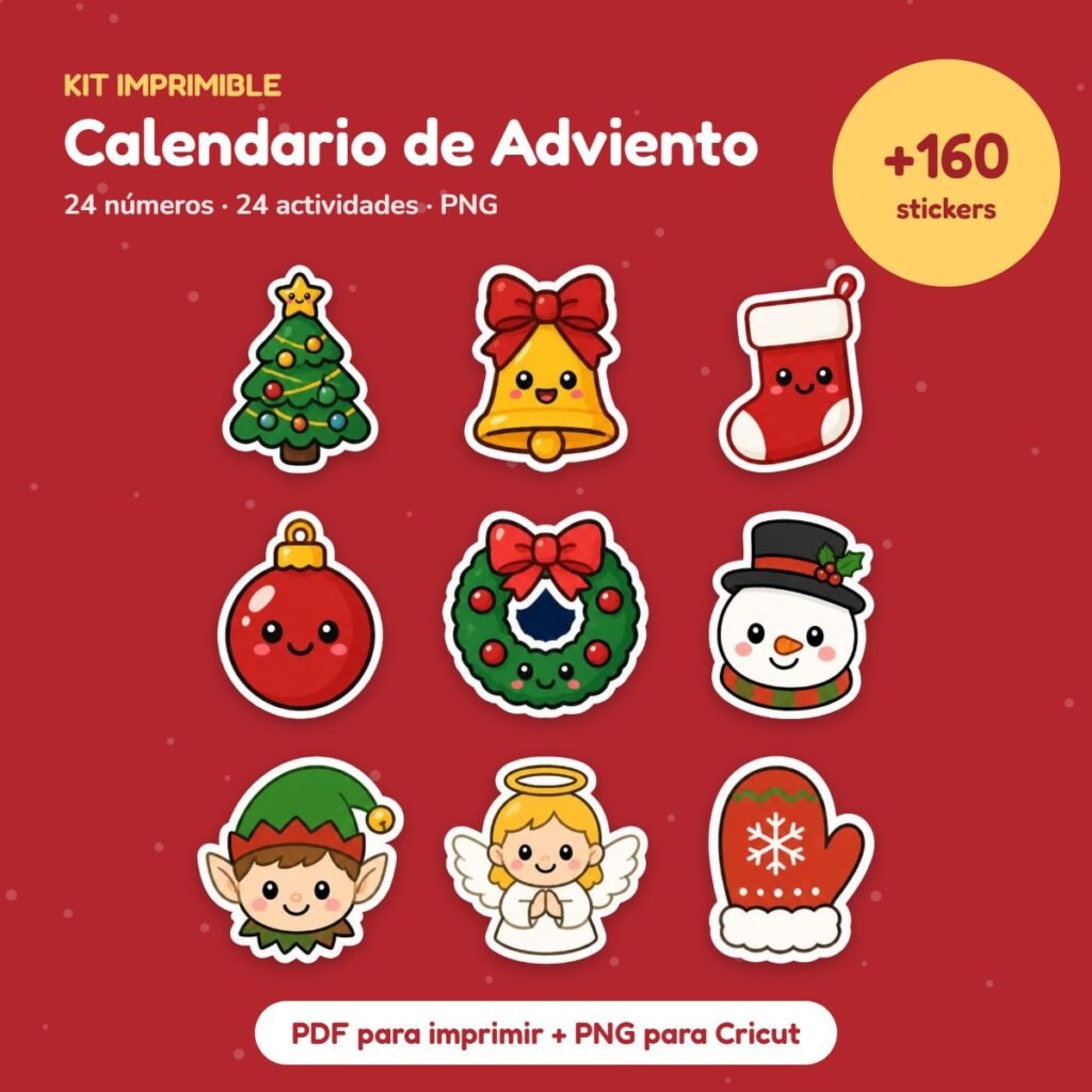Kit Stickers Calendario de Adviento: 24 números y actividades