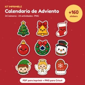 Kit Stickers Calendario de Adviento: 24 números y actividades
