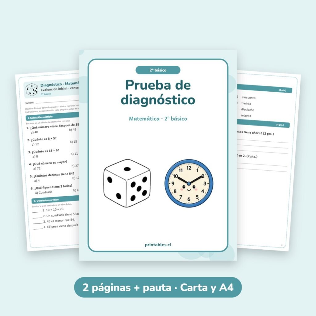 Prueba de diagnóstico Matemática 2° básico