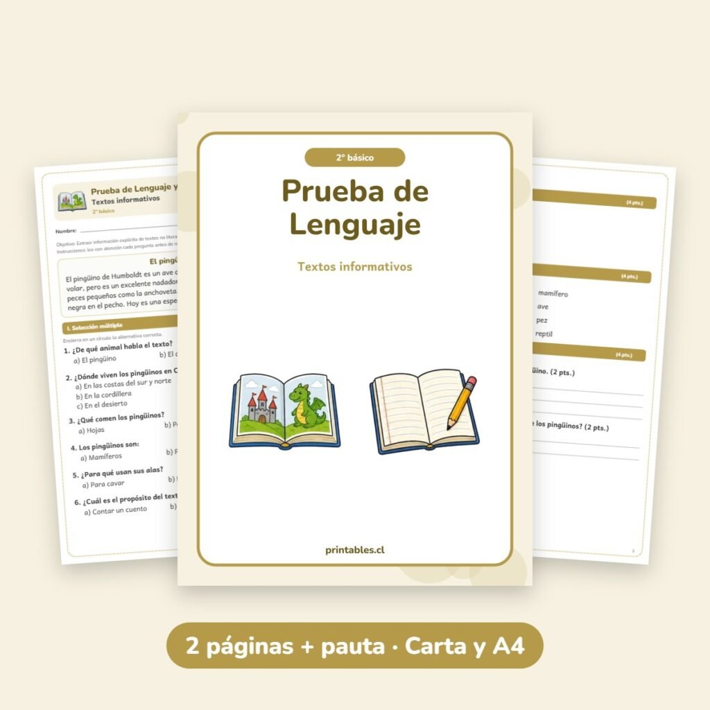 Prueba de Lenguaje 2° básico: Textos informativos