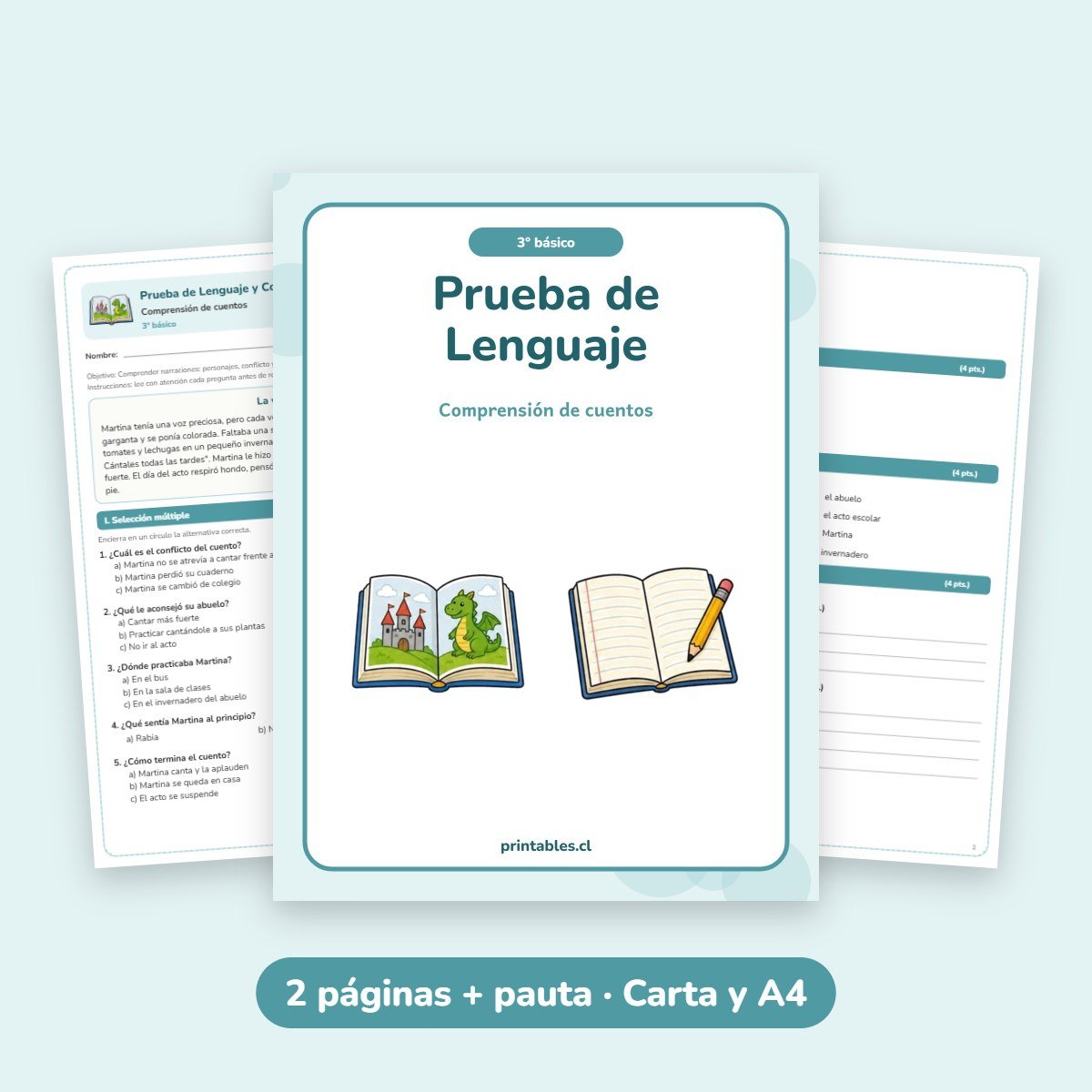 Prueba de Lenguaje 3° básico: Comprensión de cuentos