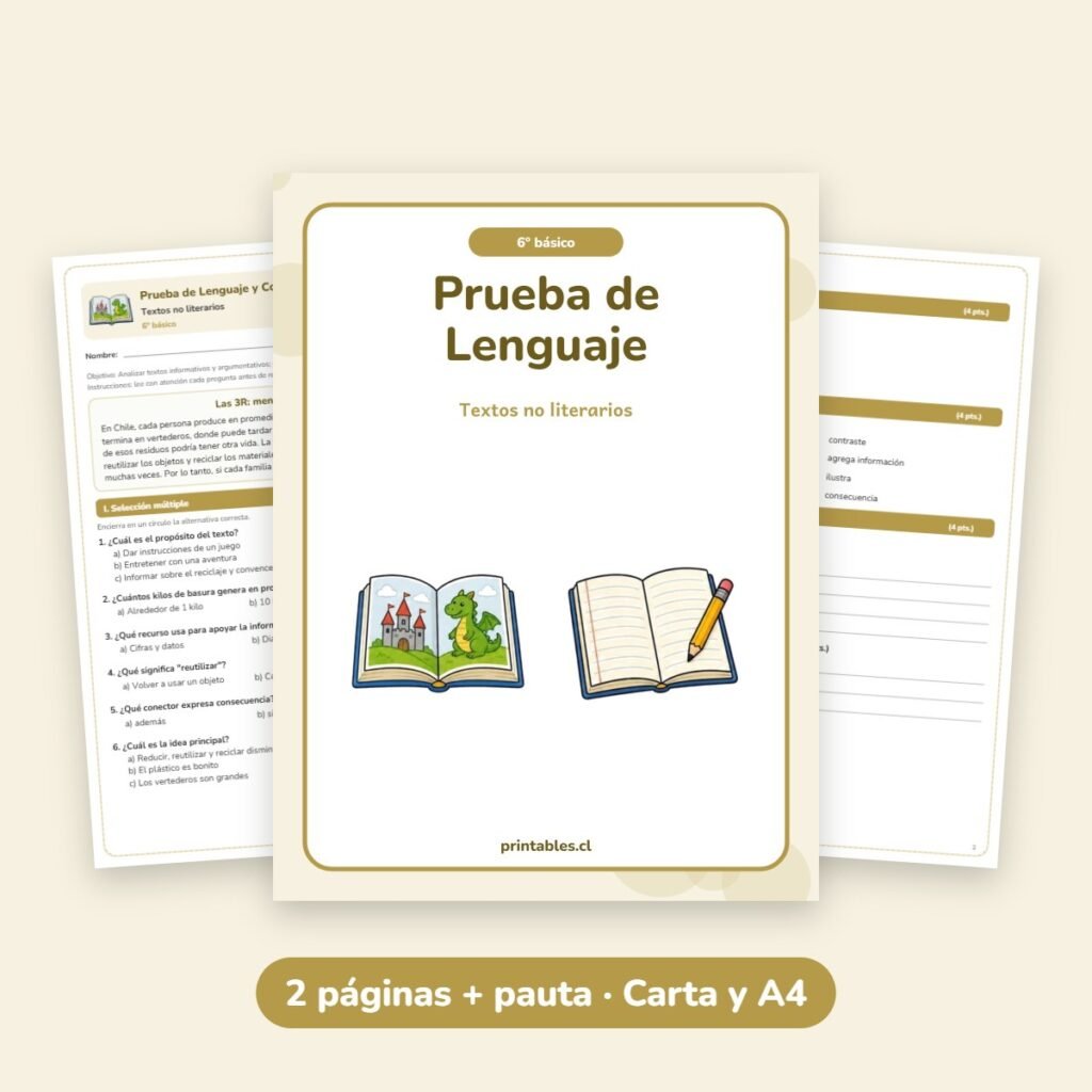 Prueba de Lenguaje 6° básico: Textos no literarios