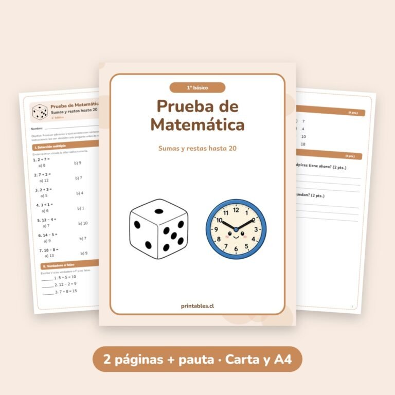 Matemática: Sumas y restas hasta 20