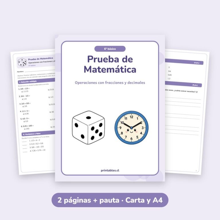 Matemática: Operaciones con fracciones y decimales