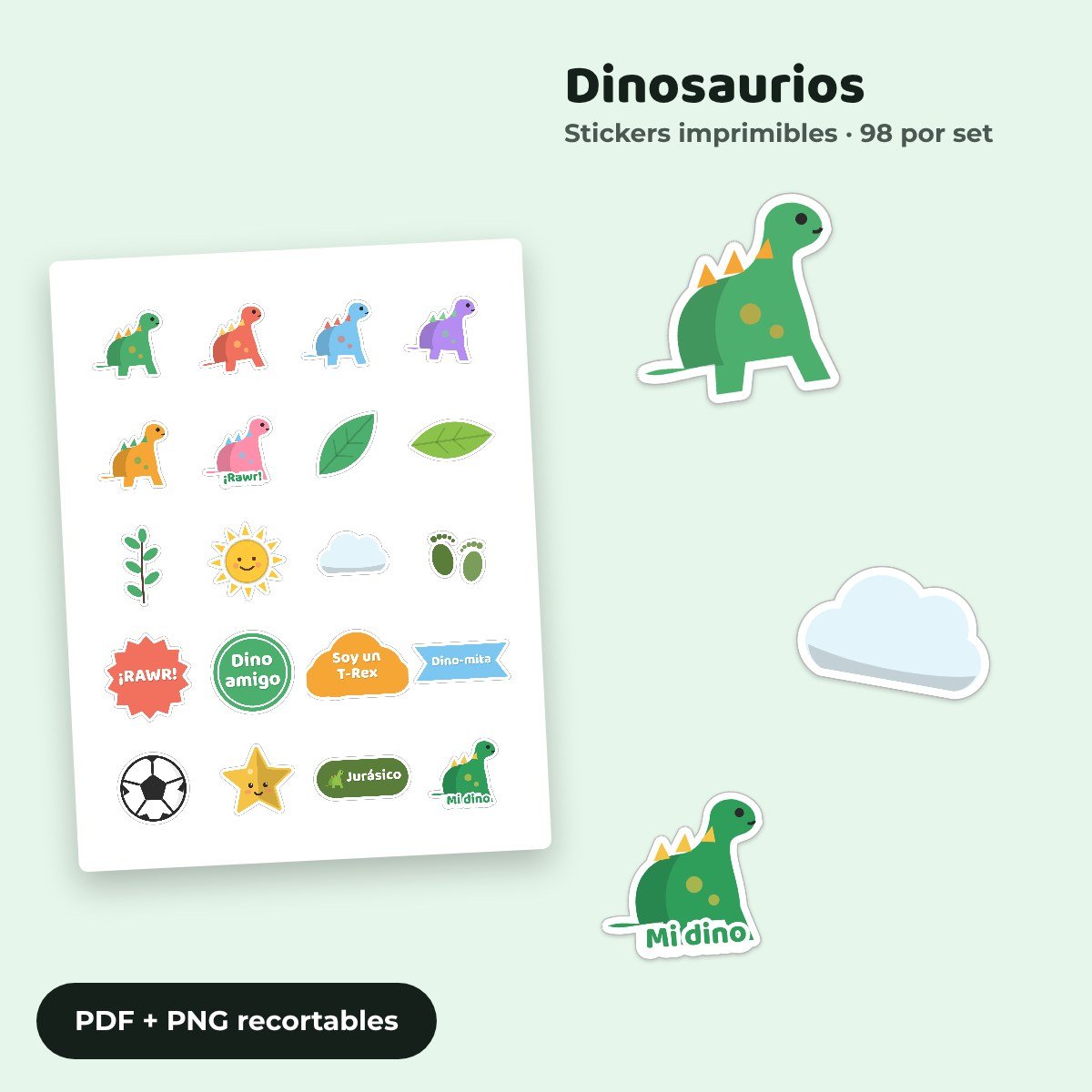 Stickers Dinosaurios imprimibles