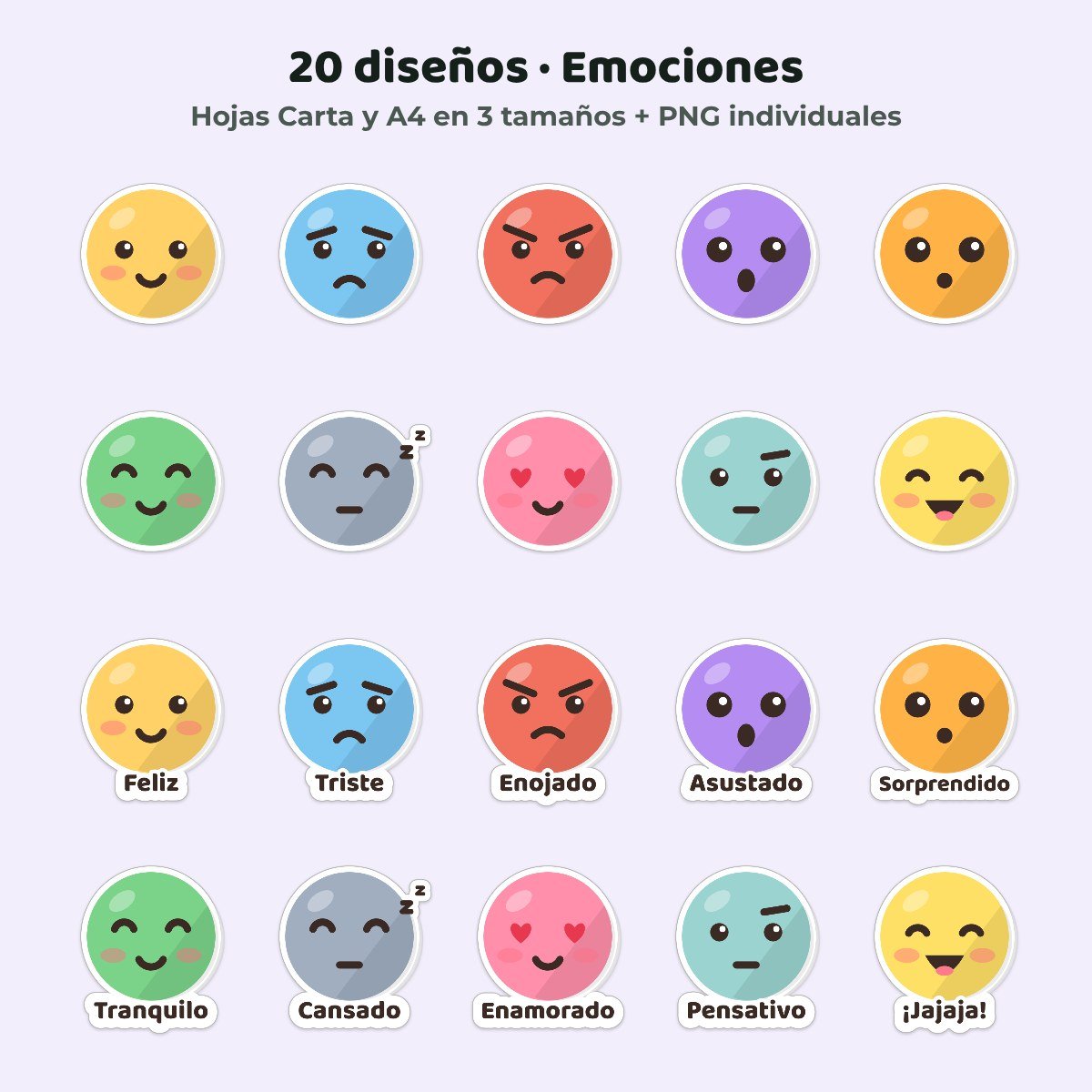Los 20 diseños de stickers Emociones