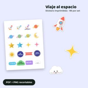 Stickers Viaje al espacio imprimibles